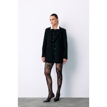 Sateen Düğmeli Süet Ceket - Siyah-135437 Siyah