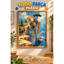 1000 Parça Tepedeki Ev Puzzle 48 X 68 Cm Yüksek Baskı Kaliteli Eğlenceli Puzzle