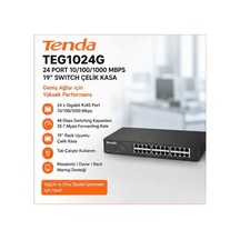 Tenda Teg1024g 24 Port 10/100/1000 Mbps 19" Switch Çelik Kasa