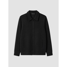 Lcwaıkıkı Classic Siyah Polo Yaka Erkek Fermuarlı Sweatshirt