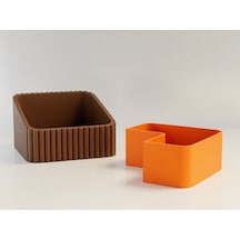3d Baskı Fıstık Kasesi - Çift Hazneli Kabuk Ayırıcı Sunum Kasesi - Kahverengi Turuncu