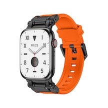 Kilifone -  Apple Uyumlu  Watch  42mm - Kordon Titanyum Metal Başlıklı Silikon Kordon Krd-101