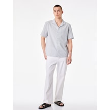 Koton Regular Fit Pamuklu Devrik Yaka Kısa Kollu Çizgili Gömlek Mavi Çizgili 6sam60018hw