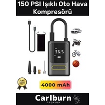 Premium Kablosuz Oto Araç Mini 4000mah Powerbank 150 Psı Işıklı Aydınlatmalı Oto Hava Kompresörü