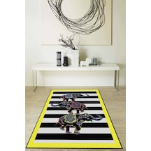 Sarı Filli Kaymaz Tabanlı Makinede Yıkanabilir Halı Rv238n11