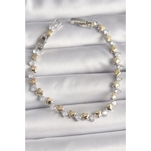 Mey İthalat Pirinç Gümüş Renk Zirkon Taşlı Gold Kalpli Vıp Seri Kadın Bileklik - Özel Seri Meyeb67a21611dd651fce3d0d22d8