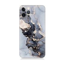 Apple Uyumlu iPhone 12 Pro Mermer Ve Altın Desenli Silikon Kılıf