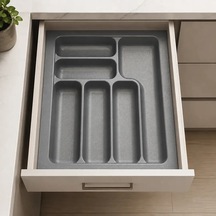 Starax 45 Cm Gri Plastik Kaşıklık 6 Gözlü 39x49 Cm S-2284-gp Çok Renkli