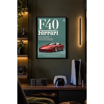 Kırmızı Spor Otomobil Desenli Dekoratif Mdf Tablo, Çerçeve Görünümlü Ahşap Poster