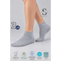 Socketta 3'lü Gri Erkek Pamuk Dikişsiz Esnek Patik Çorap - Basic Gri