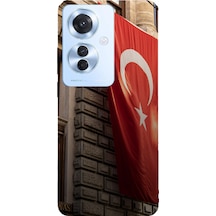Oppo Reno 11f Uyumlu Dev Türk Bayrağı Baskılı Silikon Kılıf Renkli