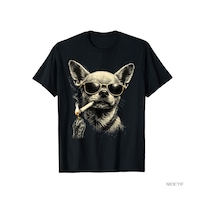 Flood Of Style Köpek Sigara İçen Sigara Komik Chihuahua Meme T-shirt Erkekler Kadınlar Için % 100% Pamuk T S Siyah