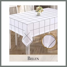 Bezos 155x220 Cm Belen Model Krem Keten Masa Örtüsü Şık Yemek Masası Salon Dekoru Mmbz