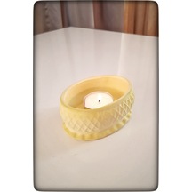 Dekoratif Beton Mumluk Sarı Tealight Şamdan Mum Dahil Değil Sarı