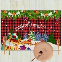 Novahub Ülkesi Tarzı Retro Placemat Placemat Noel Mat Masa Keten Batı Avrupa Anti-kirli Amerika 22 Ch Çok Renkli