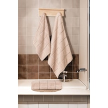 Varol Kare Micro Cotton Banyo Havlusu 90x150cm Bej-90x150cm Bej