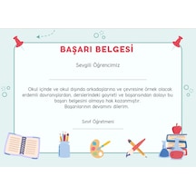 35 Adet A4 Boyutunda Öğrenci Başarı Belgesi - Anaokul - İlkokul Başarı Belgesi Model 5