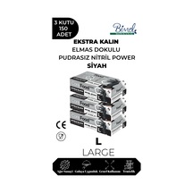 Nitril Siyah Power Muayene Eldiveni L - 3 Paket 50 Li