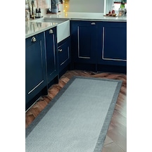 Decoser Hasır 8063 Gri Antrasit Halı Kilim Kaymaz Taban Salon Mutfak Kesme Yolluk Gri - Antrasit
