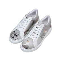 Kadın Vegan Deri Gri Sneakers - Rider Woman Tasarım Çok Renkli