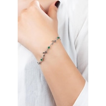 Gümüş Bileklik Kök Zümrüt Taşlı Kadın Bilezik Blk-306