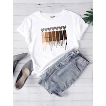 Leopar Desen Kalpler Süprem T-shirt - Beyaz Baskılı Oversize Bisiklet Yaka Kısa Kol Tişört Beyaz