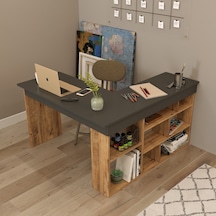 Robinhome Robin Home Boston Kitaplık Raflı Çalışma Masası Çam-Gri