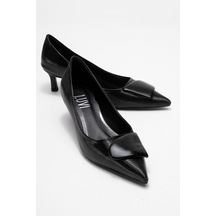 Luvishoes Luvi Shoes Brıana Siyah Çizgili Tokalı Kadın Topuklu Ayakkabı Siyah