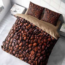 Monohome Coffee Duvet 3d Pamuk Saten Çift Kişilik Nevresim Takımı-1515 - Lastiksiz Çok Renkli
