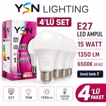 Ysn Lighting E27 Led Ampul 15w 1350 Lümen 6500k Beyaz Işık Yerli Üretim 4'lü