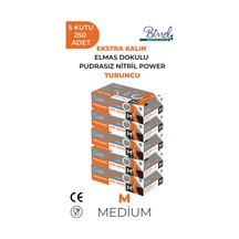Nitril Turuncu Power Pudrasız Muayene Eldiveni M - 5 Paket 50 Li