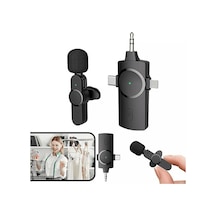 Daytona K9-C1 Wireless 3 IN 1 Kablosuz Type-C Lightning 3.5 MM Jak Tekli Yaka Mikrofonu Siyah