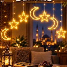 Büyük Boy Işıklı Ay Yıldız Led Ramazan Dekorasyonu Ve Asılabilir Süs