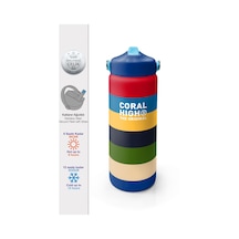 Coral High Çok Renkli Çizgi Desenli Katlanır Ağızlıklı Çelik Termos 650 Ml 38312 Renkli