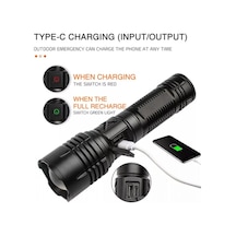 F-38  Yüksek Güç Ultra Spot Uzun Menzilli El Feneri Şarj Edilebilir LED   Güçlü El Fener Aydınlatma Siyah