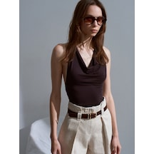 Dilvin 32973 Degaje Yaka Top-koyu Kahve