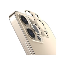 Ally Apple Uyumlu iPhone 12 Pro 3D Metal Kamera Koruyucu Lens Altın