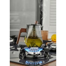 Kinu Füme Borosilikat Cam Demlik - 500 Ml, Eğimli Füme