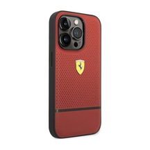 Apple iPhone Uyumlu 14 Pro Max Kılıf Ferrari  Lisanslı Deri Delikli Ve Çizgili Dizayn Kapak