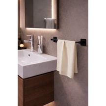 Sas Haus Yapışkanlı Siyah Uzun Havluluk Duvar Tipi Delme Gerektirmez Banyo Havlu Askılığı S-101 Kts