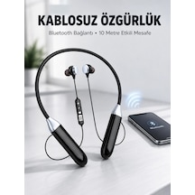 Zenvia Mikrofonlu Boyun Bantlı Bluetooth Kulaklık Kablosuz Bağlantılı Ses Ve Müzik Kontrollü Kulak İçi Kulaklı