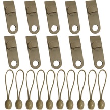 Xindoker Nylon Dayanıklı Çadır Klipsi, 10 Adet + 10 Kauçuk Kordon, Feneri/çadırı/akçayakçayı Sabitleme, Yeşil/kahverengi Seçenekli Kahverengi