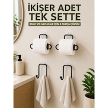 Rulo Kağıt Tutucu Ve Havlu Bez Askılığı Seti 2 Şer Adet Toplam 4 Parça