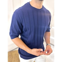 T-shirt Nefes Alabilen Terletmez Bisiklet Yaka Tshirt Oversize Bol Kesim Tişört Lacivert