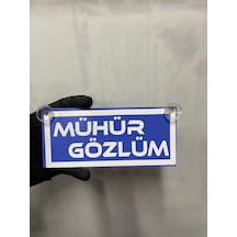 Mavi Renk Üzeri Beyaz Renk Mühür Gözlüm Yazılı Vantuzlu Cam Süsü