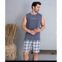 Pijamoni Erkek Bisiklet Yaka Kolsuz Şortlu Pijama Takımı 6185/11 - 1 Adet Füme