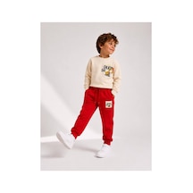 Toikids Erkek Çocuk Baskılı Sweatshırt Eşofman Takımı Kırmızı
