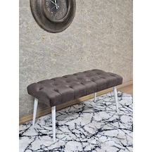 Zafir Beyaz Boyalı Sivriltme Ayaklı 90 Cm Puf Bench - Puf - Bench - Kasalı Oturak - Oturak - Yatak Ucu Puf Kahverengi