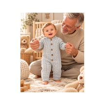 Genel Markalar Saç Örgü Desenli Gri Bebek Tulum Açık Mavi - 926701756 Açık Mavi