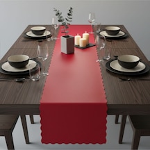 1 Adet Deri Runner-40x140 Cm-fırfır Desenli Runner Kırmızı